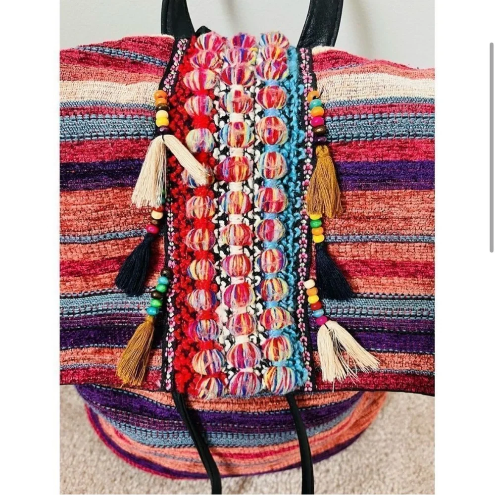 MIKA New York Textile Hippy Colorful Backpack - Picture 3 of 8